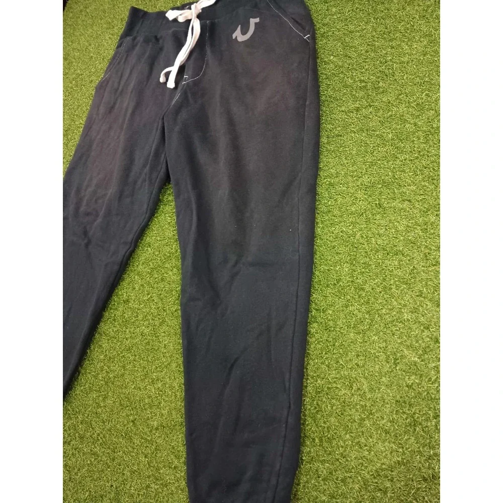 True Religion World Tour Jogger Pants‎ Mens Medium Black Tapered Leg Drawstring